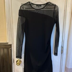Black cocktail dress with sheer long sleeves size small